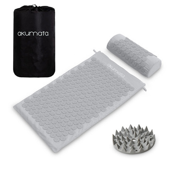 Akumata - Polnische Akupressurmatte mit Kissen - Grau-Grau