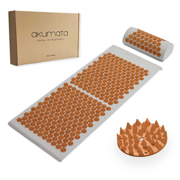 Lange Akumata – Polnische Akupressurmatte mit Kissen – Grau und Gold