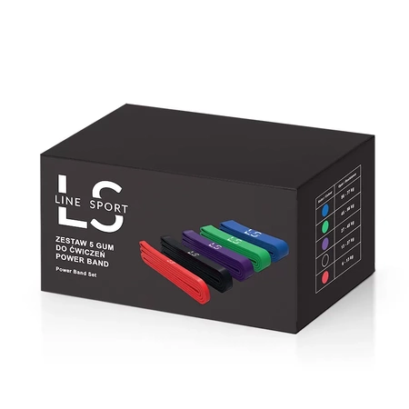 Ein Set mit 5 Power Band Line Sport-Widerstandsbändern für Übungen