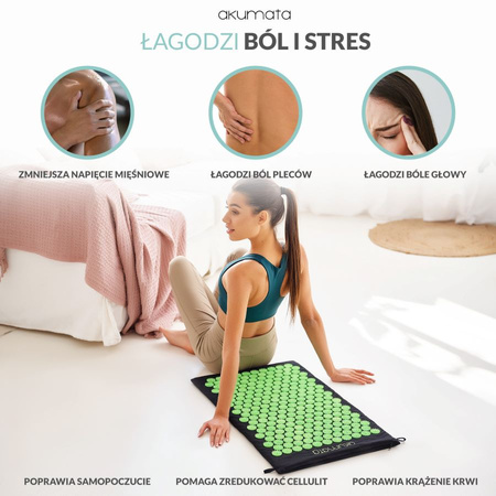 Akumata – Polnische Akupressurmatte mit Kissen – Schwarz und Grün