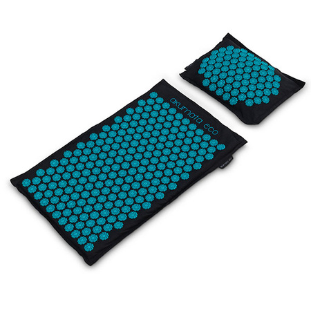 Akumata ECO – Polnische ökologische Akupressurmatte mit Kissen – Schwarz und Türkis