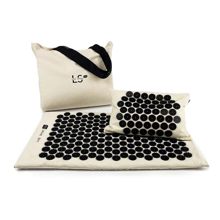 Akupressurmatte mit Kissen Line Sport ECO – natürliche Baumwolle-schwarz