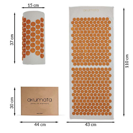 Lange Akumata – Polnische Akupressurmatte mit Kissen – Grau und Gold