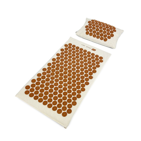 Akupressurmatte mit Kissen Line Sport ECO – Baumwolle natur-gold