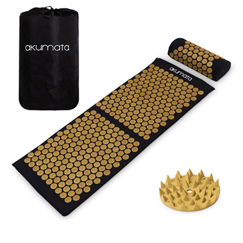 Lange Akumata – Polnische Akupressurmatte mit Kissen – Schwarz und Gold