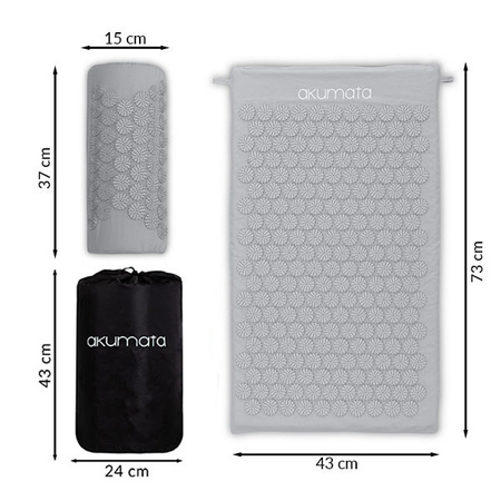 Akumata - Polnische Akupressurmatte mit Kissen - Grau-Grau