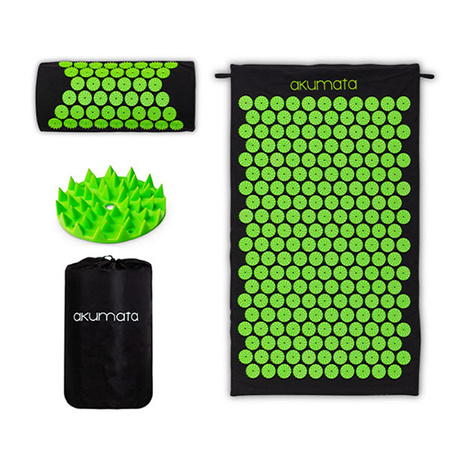 Akumata – Polnische Akupressurmatte mit Kissen – Schwarz und Grün