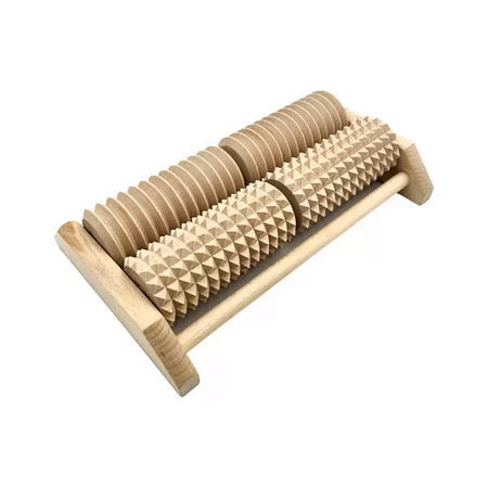 Akito zweireihiges 4-Rollen-Fußmassagegerät aus Holz