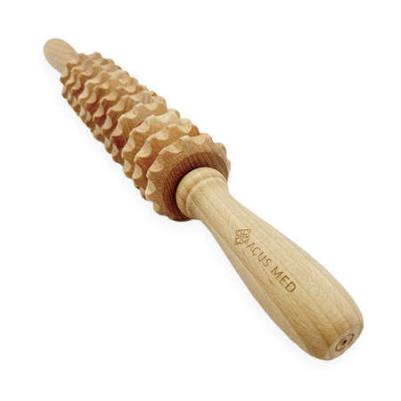 Flexibles Massagegerät aus Holz gegen Cellulite | Acus Med profilierter Massageroller