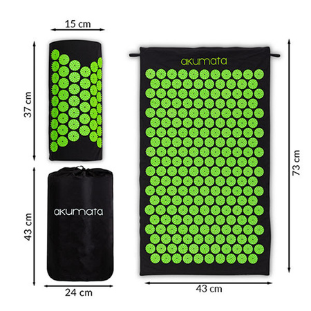 Akumata – Polnische Akupressurmatte mit Kissen – Schwarz und Grün
